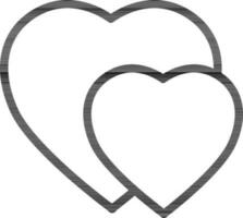 Flat style Hearts icon in black line art. vector