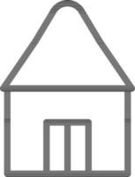 Home or Hut icon in black line art. vector
