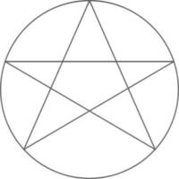 Pentacle Symbol in Black Line Art. vector