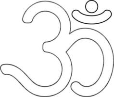 OM or Aum Icon in Black Line Art. vector