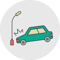 Car Collision with Street Lamp icon in flat style. vector