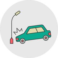 Car Collision with Street Lamp icon in flat style. vector