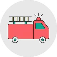 Flat style Fire Truck icon in red color. vector