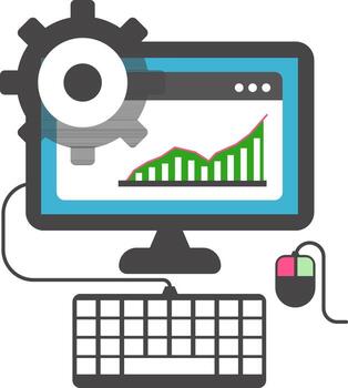 Web Development or Computer Setting Infographic Chart in Computer Screen with Keyboard and mouse icon. vector