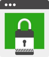 Lock web page or Web Security icon in green and gray color. vector