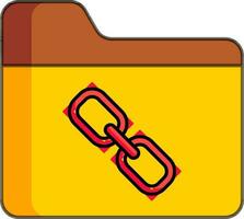 Link folder icon in yellow and red color. vector