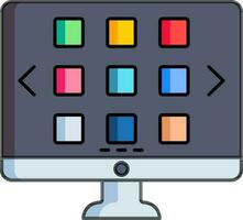 Flat style Colorful thumbnail screen on desktop icon or symbol. vector