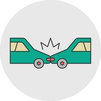 Two Vehicle Crash icon in green color. vector