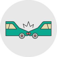 Two Vehicle Crash icon in green color. vector