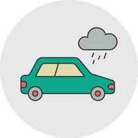 lluvia nube con auto icono en verde y gris color. vector