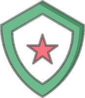 Star with Shield icon in flat style. vector