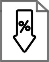 Discount decrease paper icon in thin line art. vector