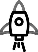 Line art rocket icon in flat style. vector