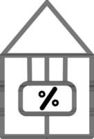 Property Sale Discount icon in thin line art. vector