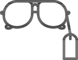 Line art illustration of goggles with tag icon. vector