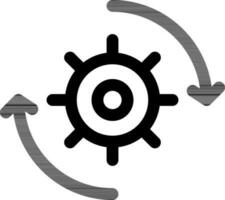 Black line art illustration of rotate cogwheel or setting icon. vector