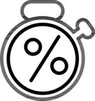 Line art illustration of discount timer or stopwatch icon. vector