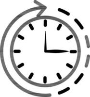 Countdown timer icon in black line art. vector