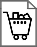 Shopping cart in Paper File icon. vector