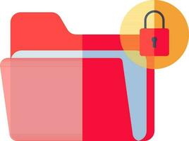 Folder lock icon in red and yellow color. vector