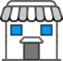 tienda o Tienda edificio icono en gris y blanco color. vector