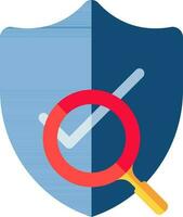 Search or Check security shield icon in blue and red color. vector
