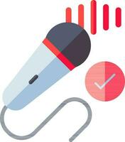 Microphone check icon in red and gray color. vector