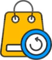 regreso compras bolso icono en amarillo y azul color. vector