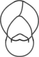 Sikh or Punjabi man face icon in line art. vector