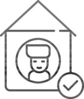 Thin line art Stay home icon for Checking. vector