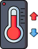 Temperature control remote icon in grey and red color. vector