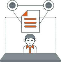 Flat Style User Connection List or File in Laptop Screen icon. vector