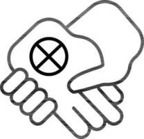 No Handshake Icon in Black Line Art. vector