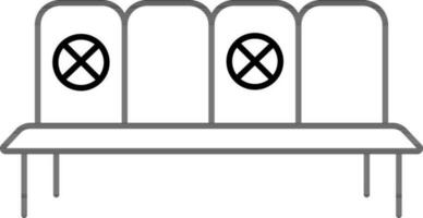 Line Art Cross Marks on Seats Icon in Flat Style. vector