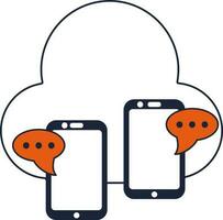 Cloud with Smartphone and Message Bubble Icon for Communication. vector