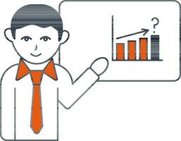 Illustration of Businessman Presentation with Bar Graph Screen and Question icon. vector