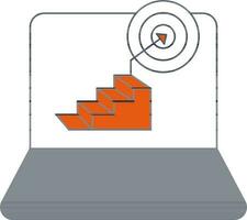 Vector illustration of Target Top Stair in Laptop Screen icon.