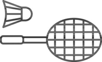 Badminton Racket with Shuttlecock Icon in Thin Line Art. vector