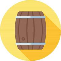 Barrel icon on yellow round background. vector