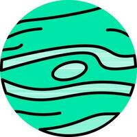 Green and Black Neptune planet icon. vector