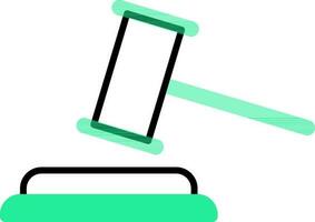 Judge gavel icon in black and green color.. vector