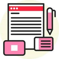 Edit Notes or paper with pen icon flat style. vector