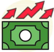 Money currency growth process arrow icon in green and red color. vector