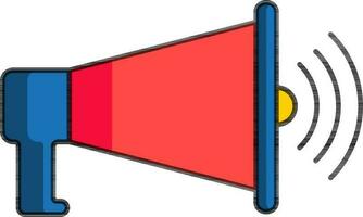Loudspeaker or Megaphone icon in red and blue color. vector