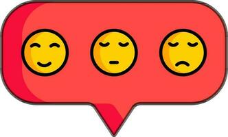 emoji reacción revisión mensaje o comentario icono en rojo y amarillo color. vector