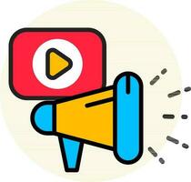 Vector illustration of Advertising video or movie play icon.