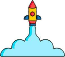 Rocket or project launch icon in flat style. vector