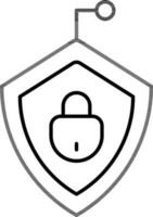 Illustration of Lock on shield icon in line art. vector