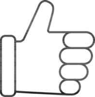 Thumb up or Like icon in black outline. vector