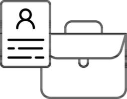 usuario documento papel y oficina bolso icono en negro describir. vector